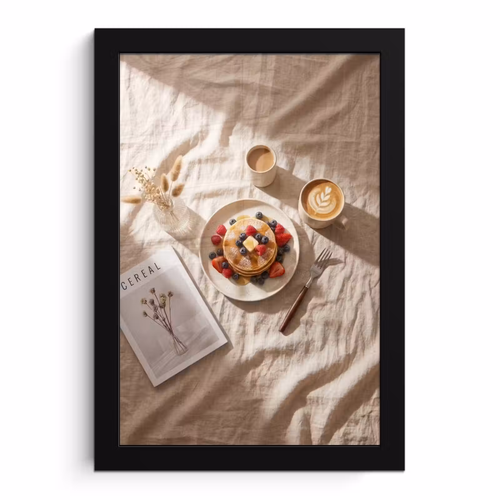 Poster met lijst - Pannenkoeken - Bessen - Ontbijt - Modern - Beige — 1