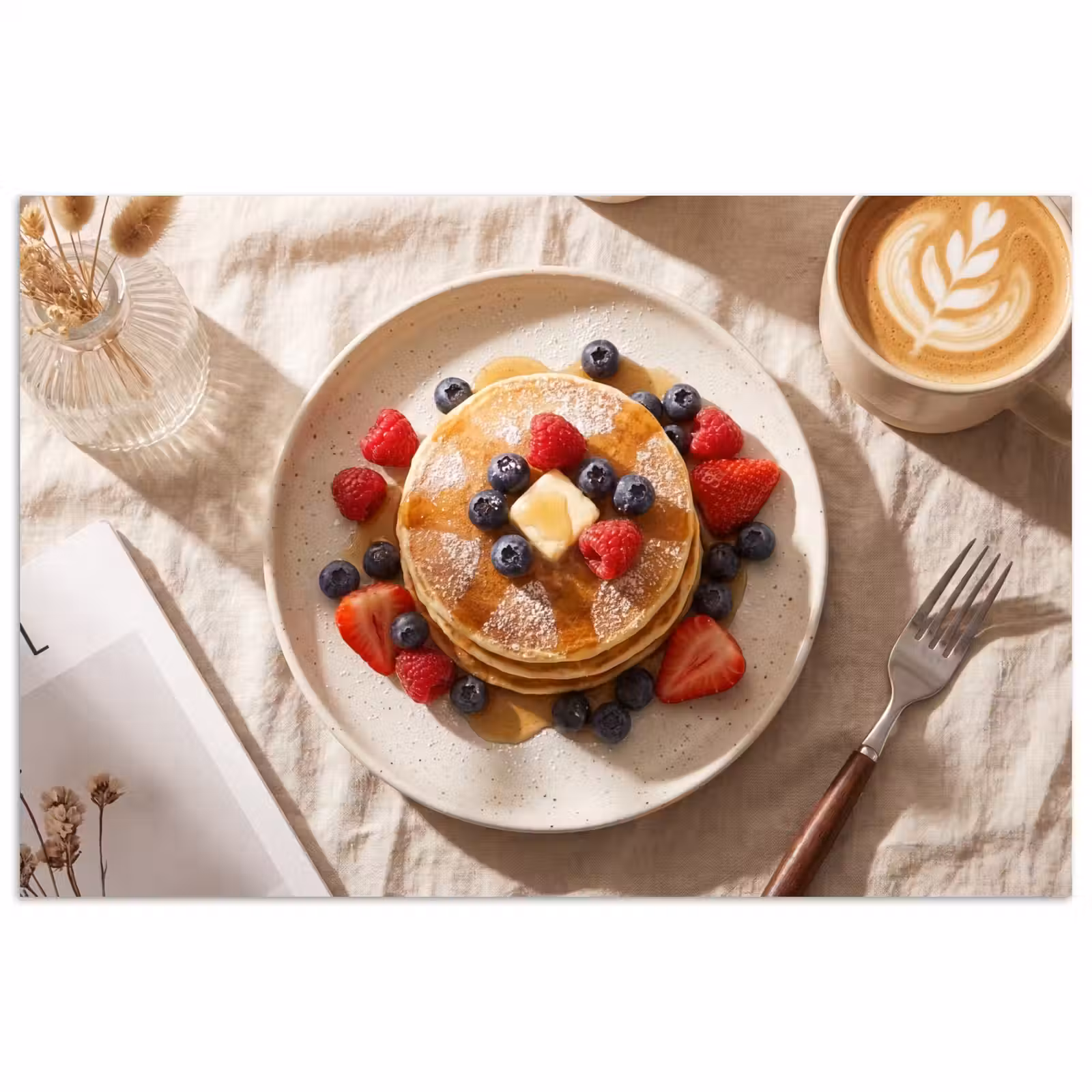 Poster - Pannenkoeken - Bessen - Ontbijt - Modern - Beige — 1