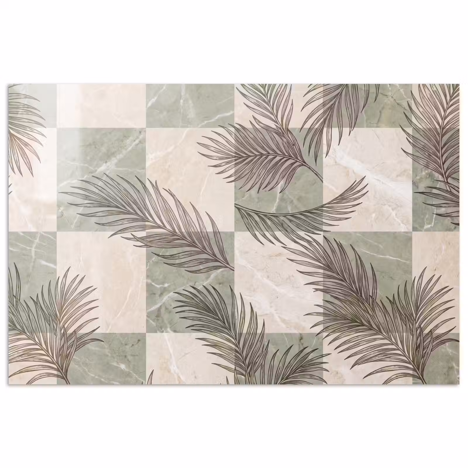 Poster - Planten - Bladeren - Marmer - Modern - Groen — 1