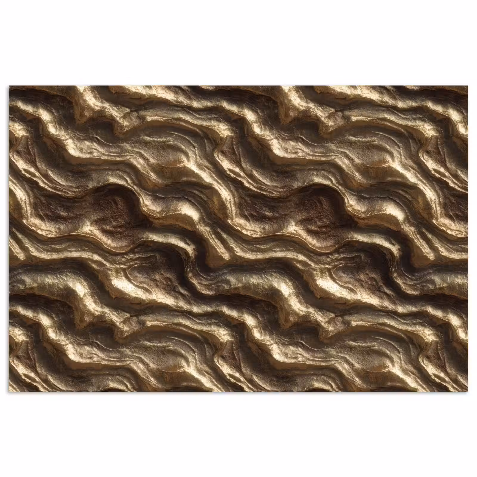 Poster - Reliëf - Golven - Abstract - Bronsgoud — 1