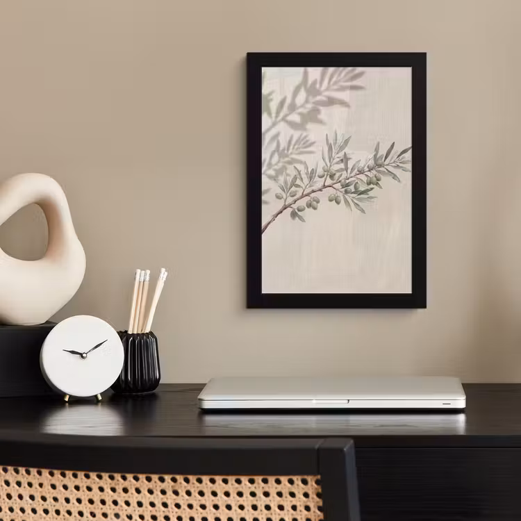 Poster met lijst - Olijftak - Bladeren - Natuur - Groen - Beige — 3