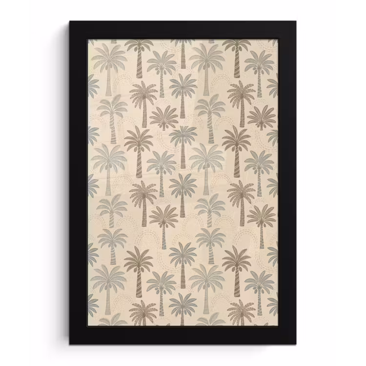 Poster met lijst - Palmbomen - Patroon - Tropisch - Beige — 1