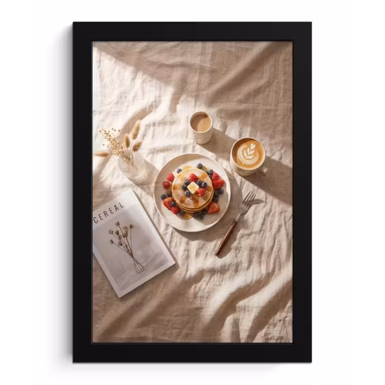 Poster met lijst - Pannenkoeken - Bessen - Ontbijt - Modern - Beige — 1