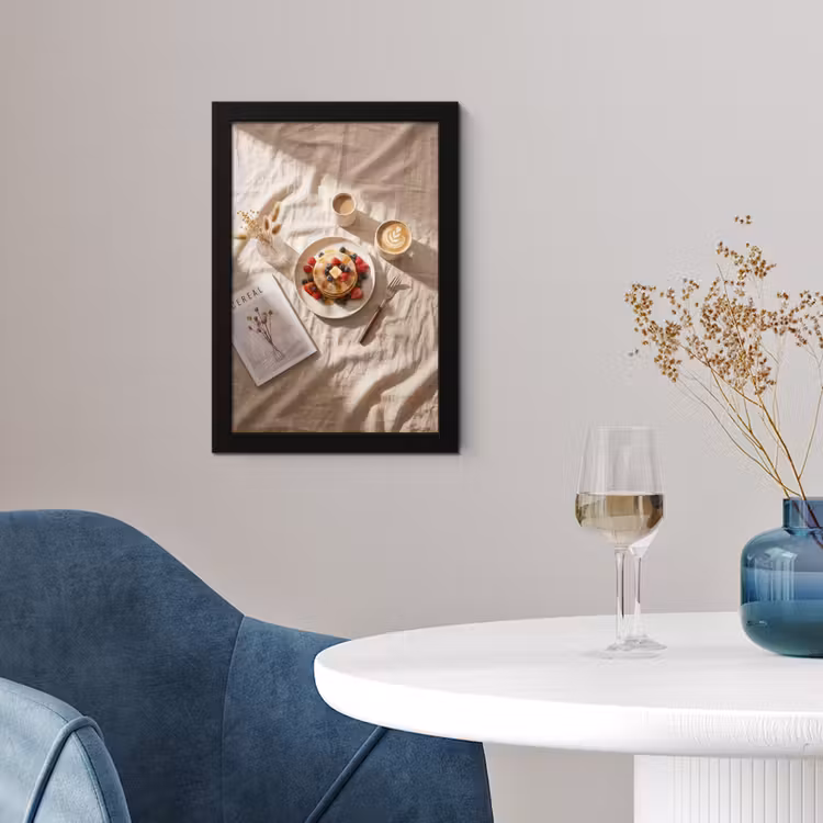 Poster met lijst - Pannenkoeken - Bessen - Ontbijt - Modern - Beige — 2