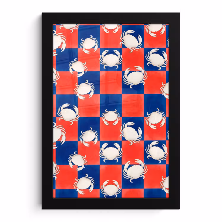 Poster met lijst - Patroon - Zeeleven - Rood - Blauw - Abstract — 1