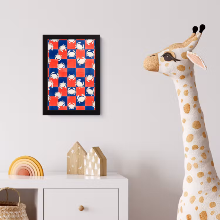 Poster met lijst - Patroon - Zeeleven - Rood - Blauw - Abstract — 5