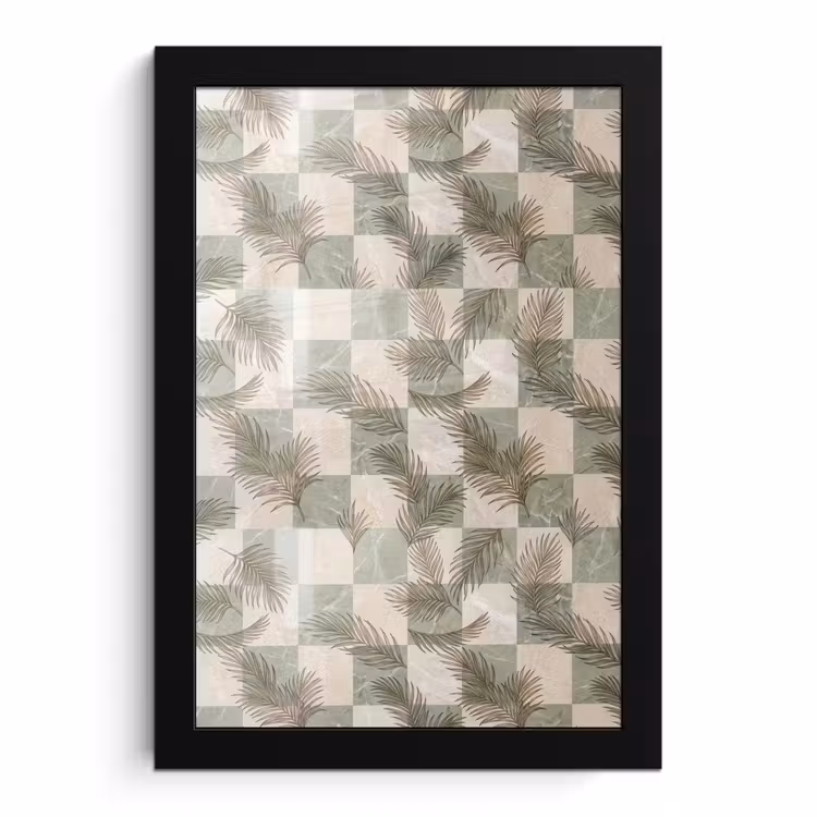 Poster met lijst - Planten - Bladeren - Marmer - Modern - Groen — 1