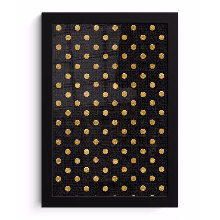 Poster met lijst - Polka Dot - Stippen - Goud - Zwart — 1