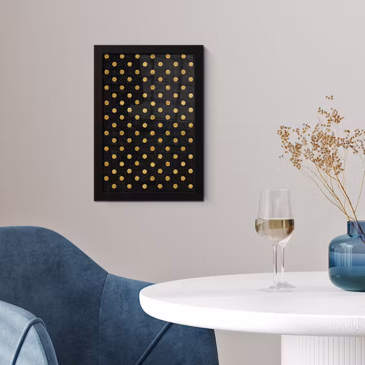 Poster met lijst - Polka Dot - Stippen - Goud - Zwart — 2