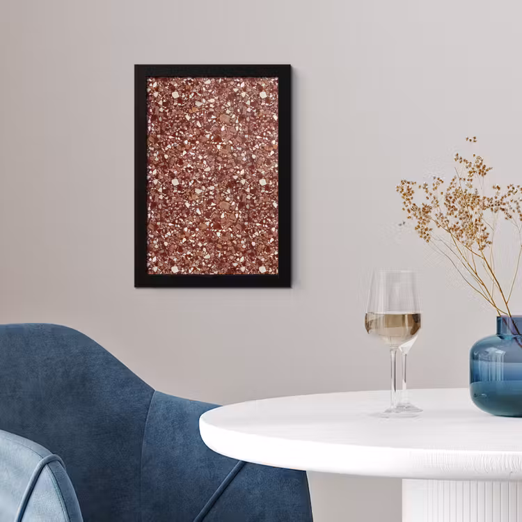 Poster met lijst - Terrazzo - Patroon - Steentextuur - Roodbruin — 2
