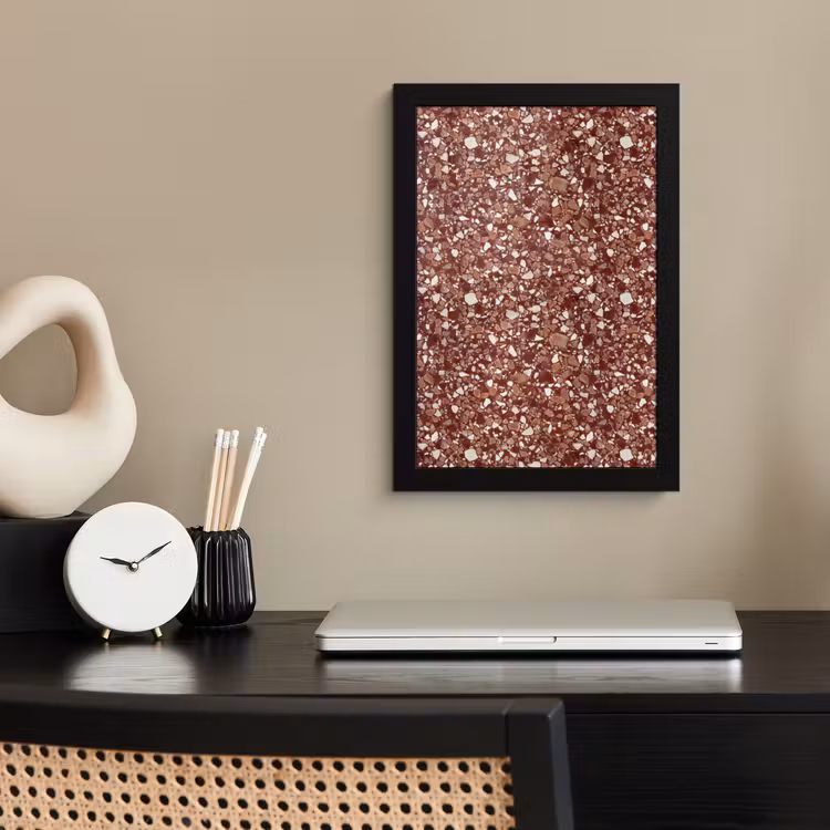Poster met lijst - Terrazzo - Patroon - Steentextuur - Roodbruin — 3