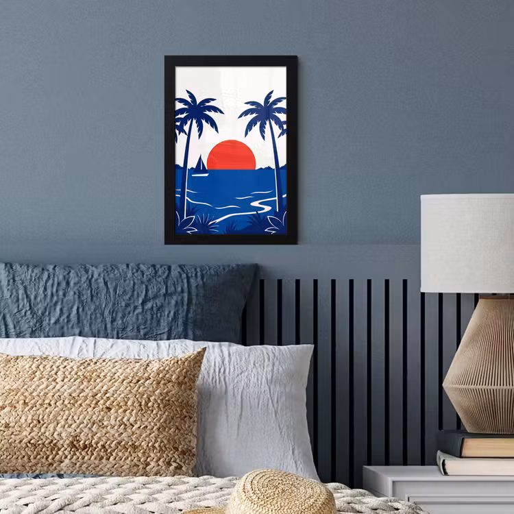 Poster met lijst - Zonsondergang - Zee - Palmboom - Tropisch - Modern — 4