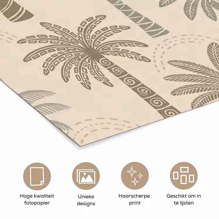 Poster - Palmbomen - Patroon - Tropisch - Beige — 5