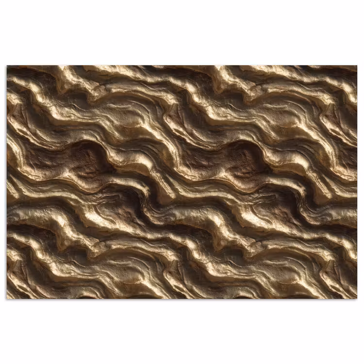 Poster - Reliëf - Golven - Abstract - Bronsgoud — 1