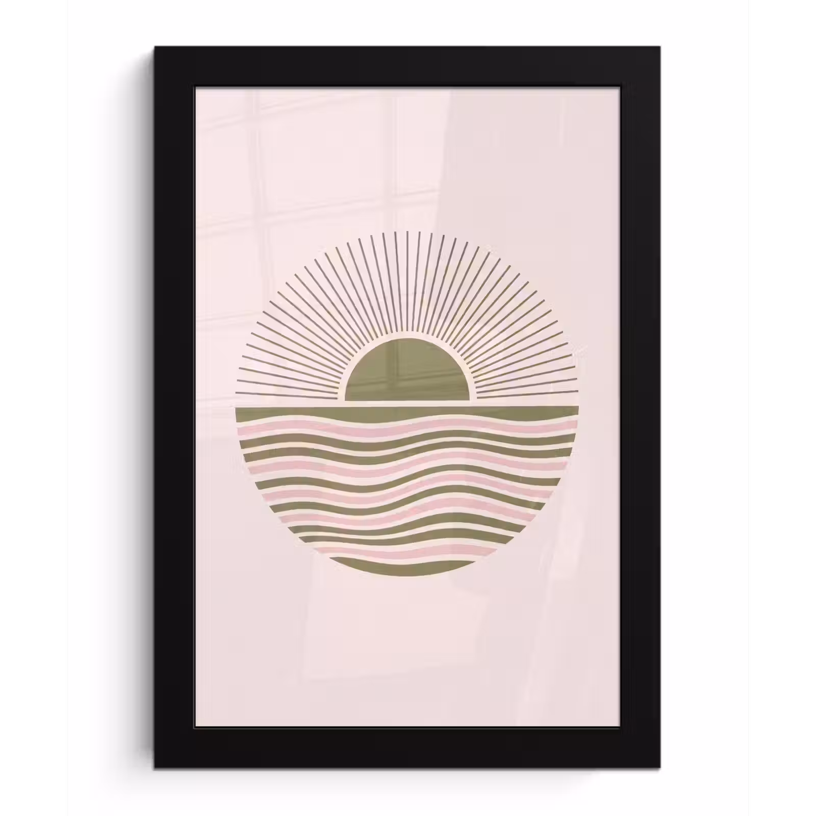 Poster met lijst - Zon - Zee - Abstract - Modern - Roze — 1