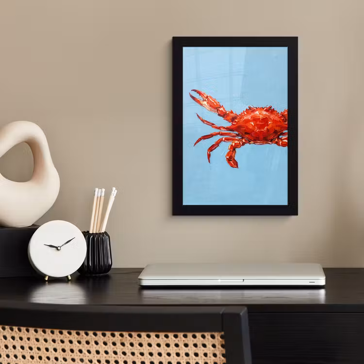 Poster met lijst - Krab - Zee - Dieren - Abstract - Rood — 3