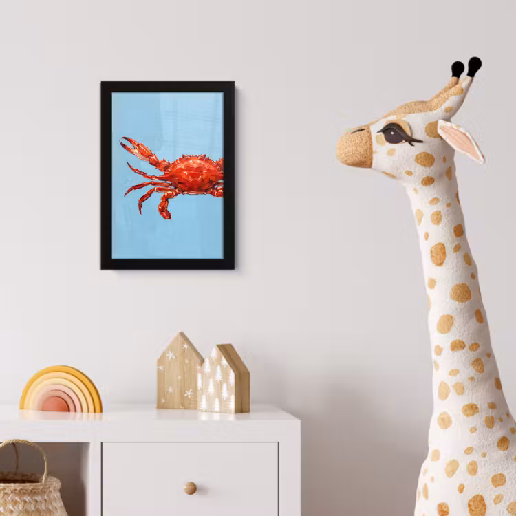 Poster met lijst - Krab - Zee - Dieren - Abstract - Rood — 5