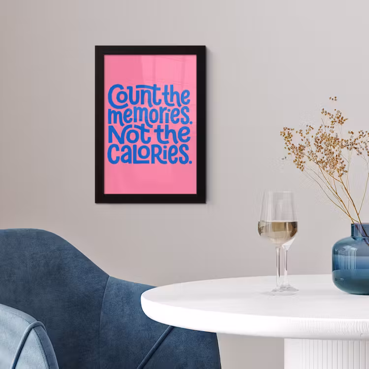 Poster met lijst - Memories - Roze - Blauw - Quote — 2