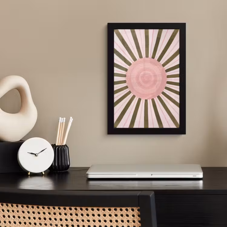 Poster met lijst - Patroon - Cirkel - Stralen - Abstract - Roze — 3