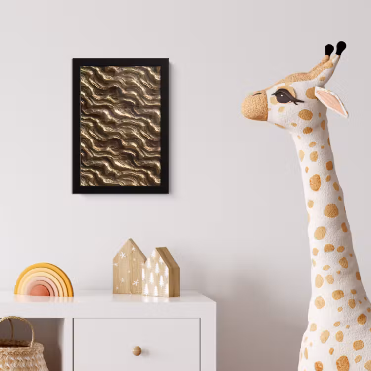 Poster met lijst - Reliëf - Golven - Abstract - Bronsgoud — 5