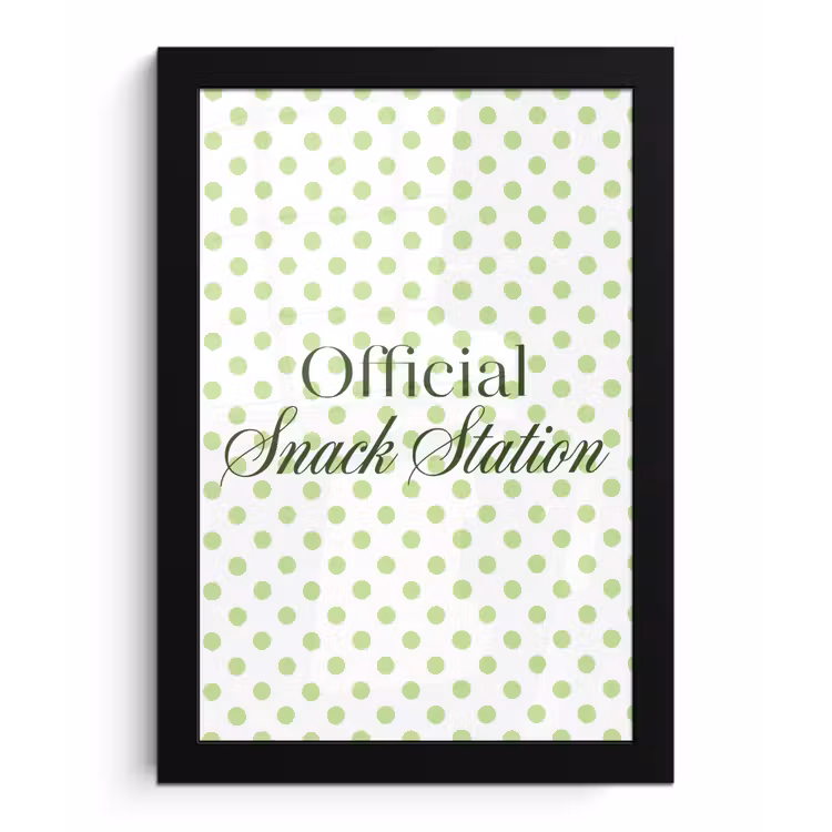 Poster met lijst - Snack Station - Groen - Stippen — 1