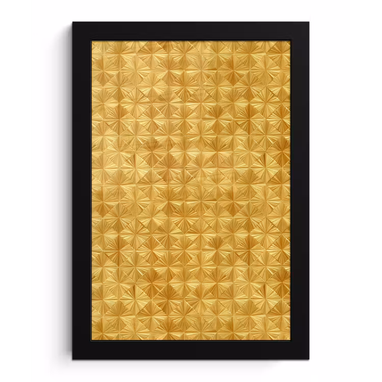 Poster met lijst - Tegels - Geometrisch - Reliëf - Goud — 1
