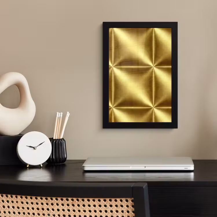 Poster met lijst - Textuur - Geborsteld Goud - Industrieel - Metallic — 3