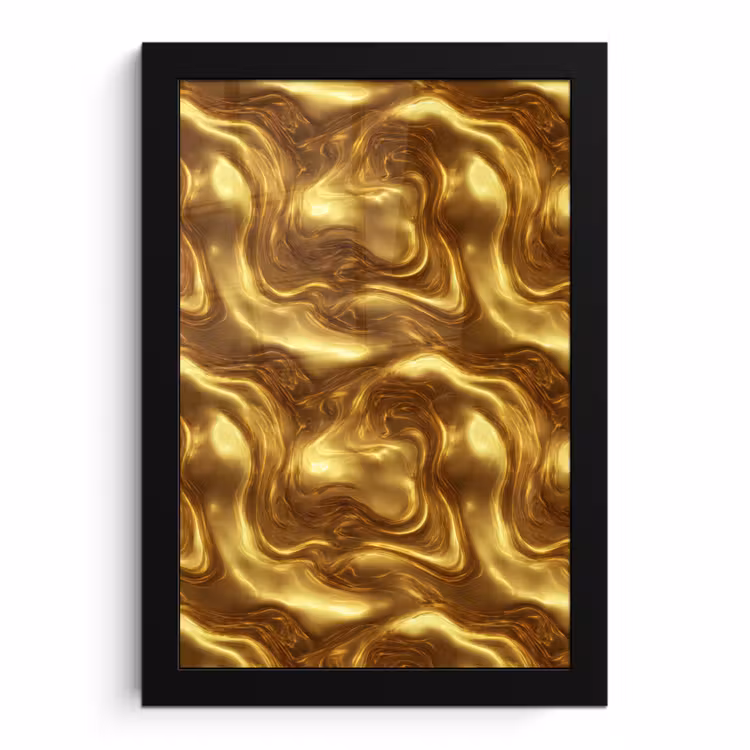 Poster met lijst - Textuur - Vloeibaar - Organisch - Goud — 1