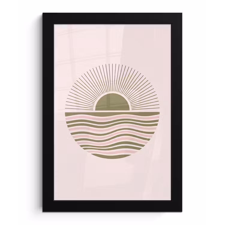 Poster met lijst - Zon - Zee - Abstract - Modern - Roze — 1