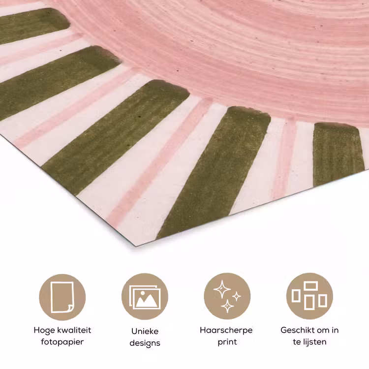 Poster - Patroon - Cirkel - Stralen - Abstract - Roze — 5
