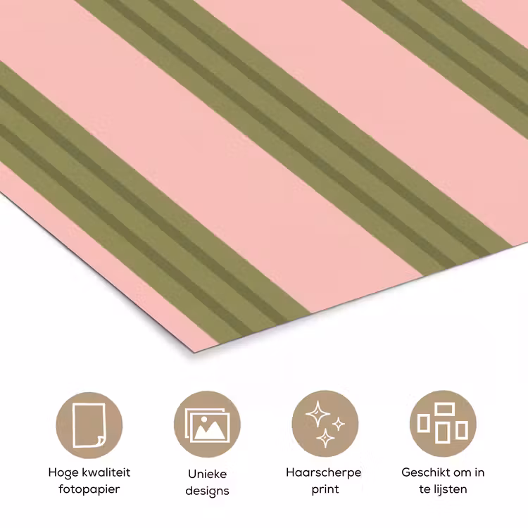 Poster - Patroon - Strepen - Abstract - Roze - Groen — 5