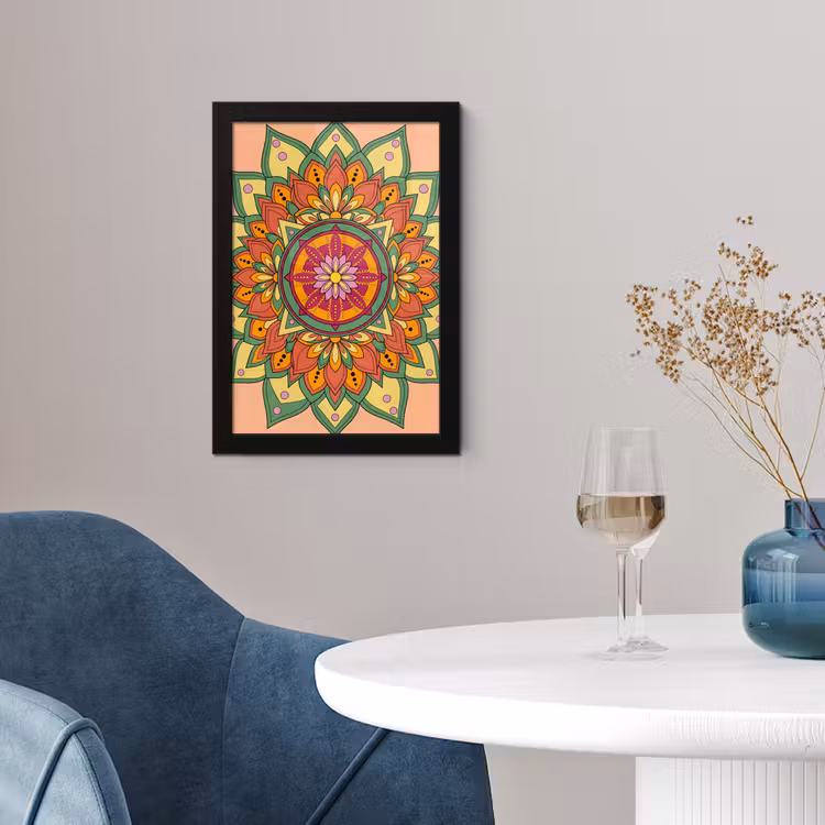 Poster met lijst - Mandala - Bloemen - Abstract - Kleurrijk — 2