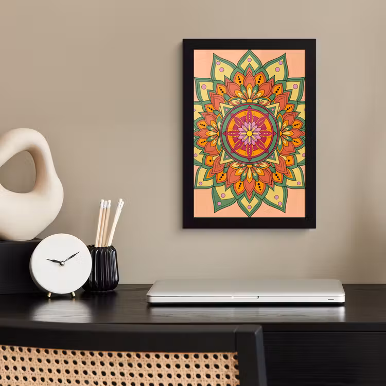 Poster met lijst - Mandala - Bloemen - Abstract - Kleurrijk — 3