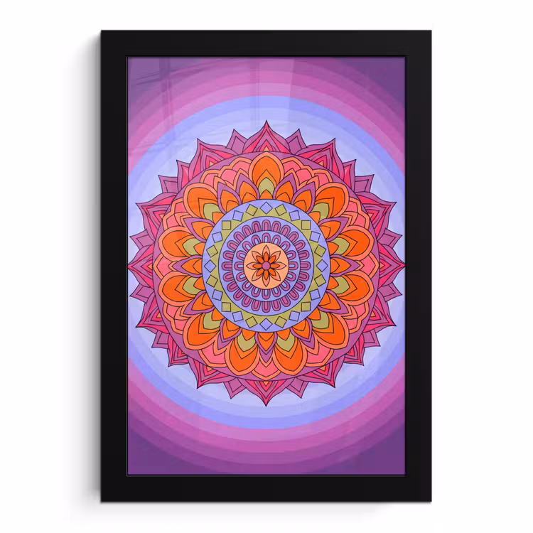 Poster met lijst - Mandala - Cirkel - Abstract - Kleurrijk - Patroon — 1