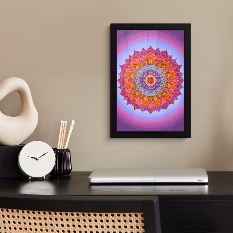 Poster met lijst - Mandala - Cirkel - Abstract - Kleurrijk - Patroon — 3