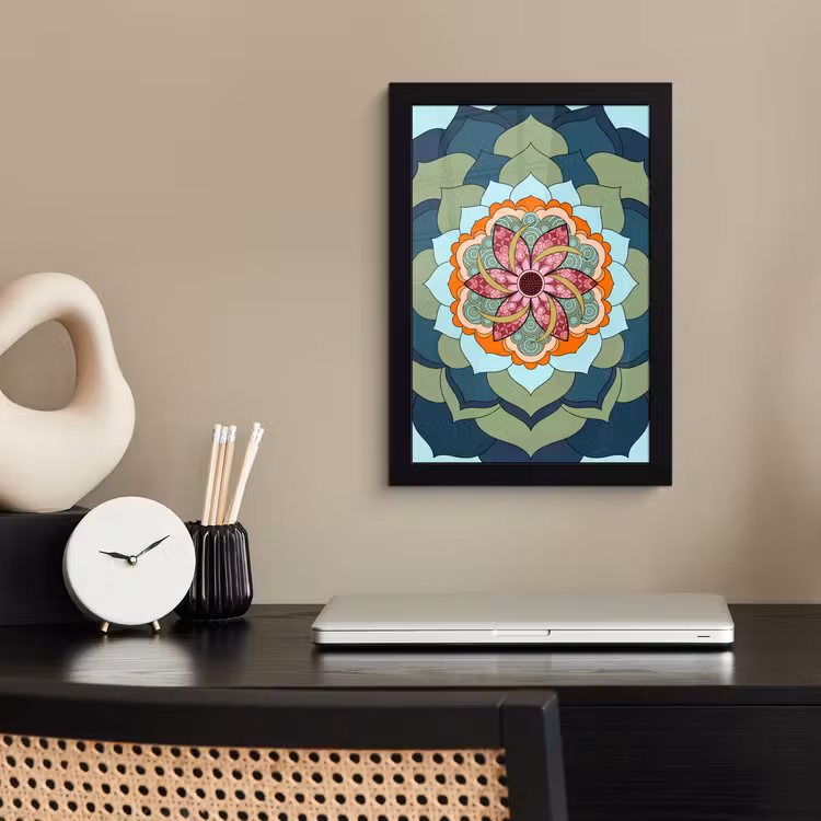Poster met lijst - Mandala - Geometrisch - Kunst - Decoratief - Kleurrijk — 3