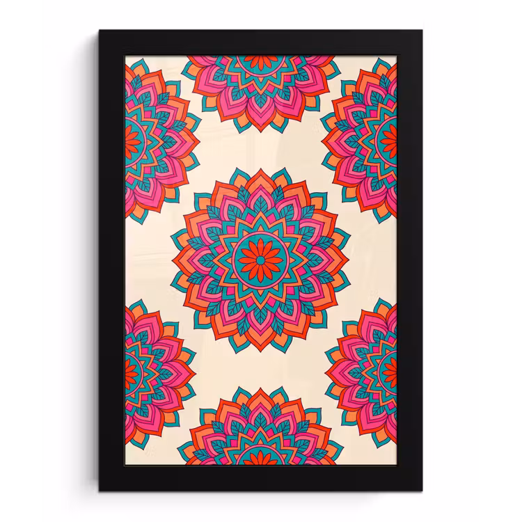 Poster met lijst - Mandala - Patroon - Abstract - Kleurrijk - Modern — 1