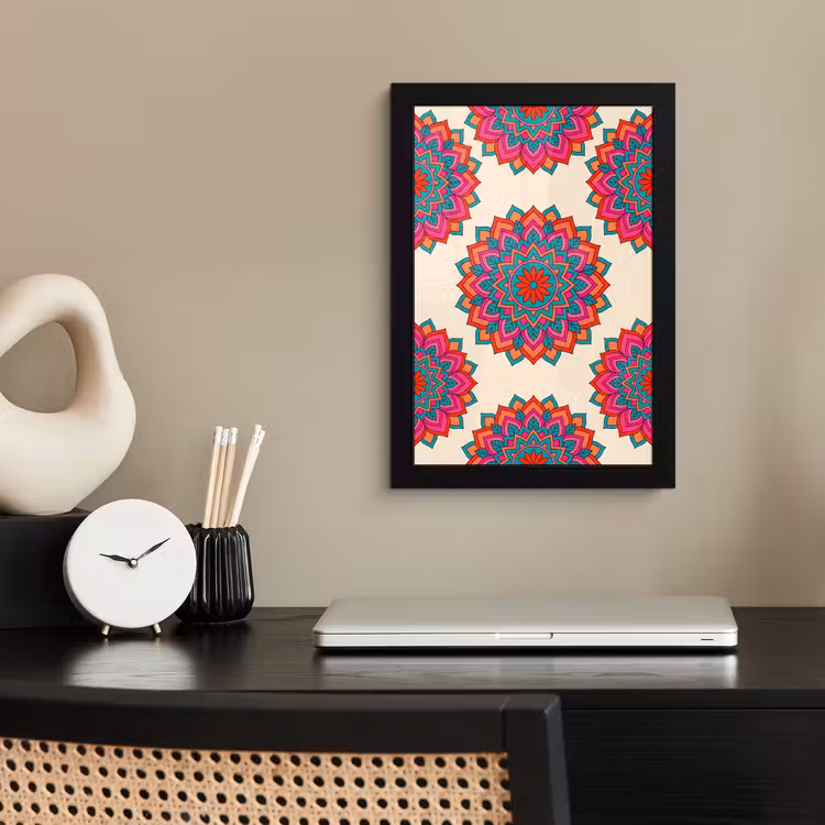 Poster met lijst - Mandala - Patroon - Abstract - Kleurrijk - Modern — 3