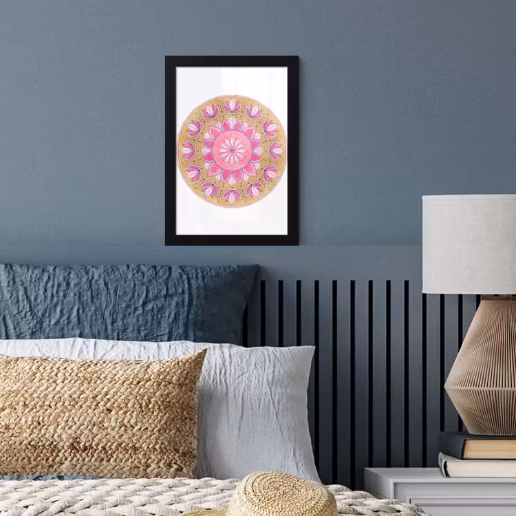 Poster met lijst - Mandala - Patroon - Kunst - Aquarel - Roze — 4