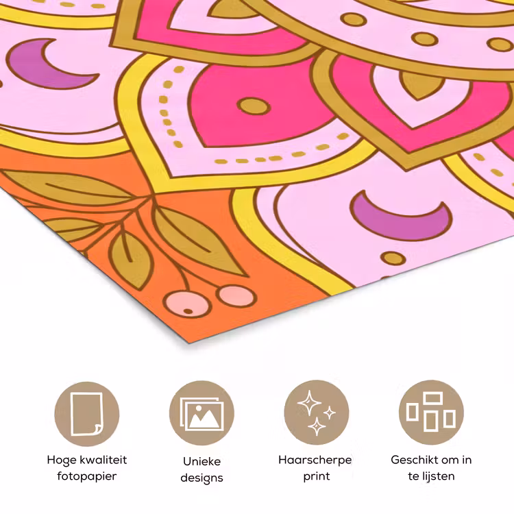 Poster - Patroon - Bloemmotief - Decoratie - Abstract - Roze — 5