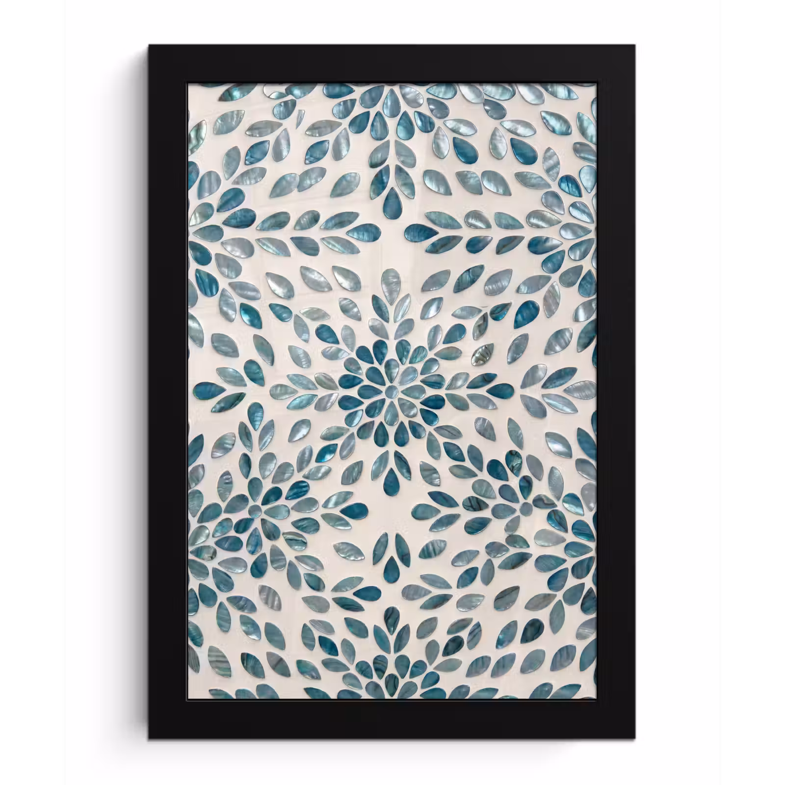 Poster met lijst - Patroon - Bladeren - Abstract - Modern - Turquoise — 1