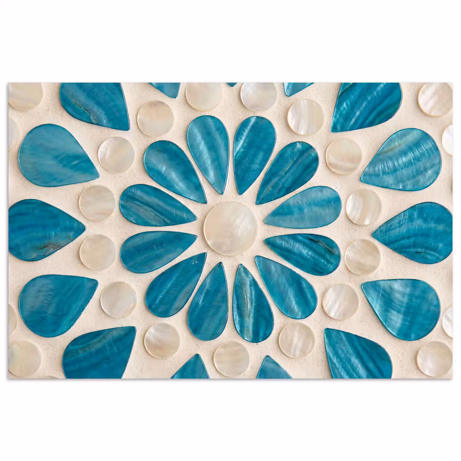 Poster - Patroon - Mozaïek - Schelpen - Abstract - Turquoise — 1