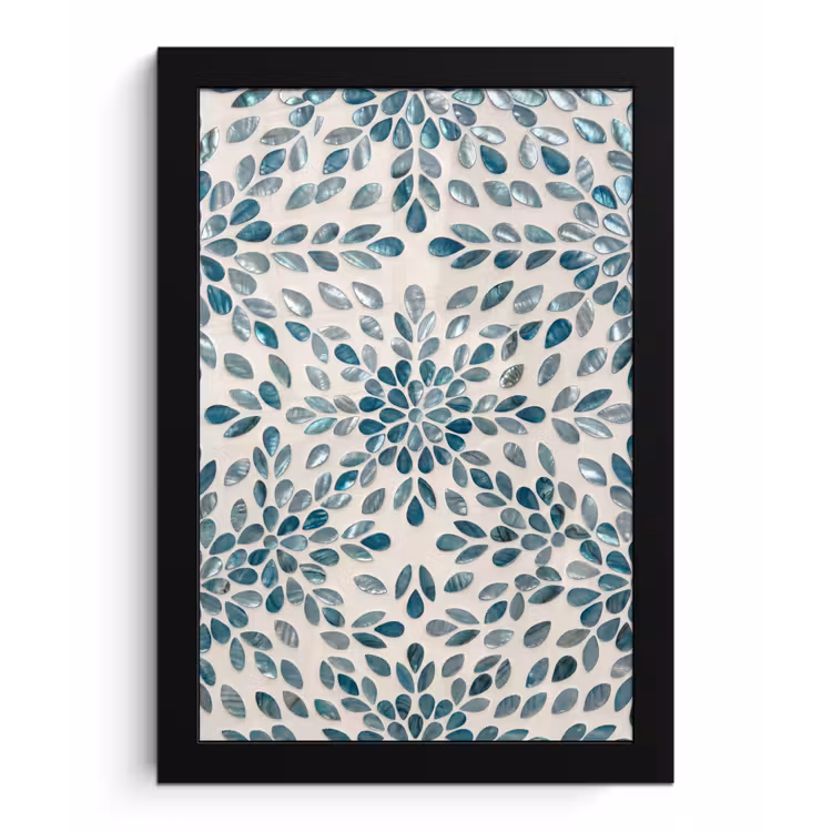 Poster met lijst - Patroon - Bladeren - Abstract - Modern - Turquoise — 1