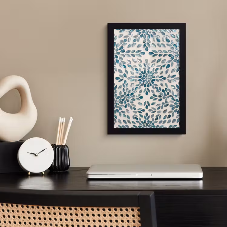 Poster met lijst - Patroon - Bladeren - Abstract - Modern - Turquoise — 3