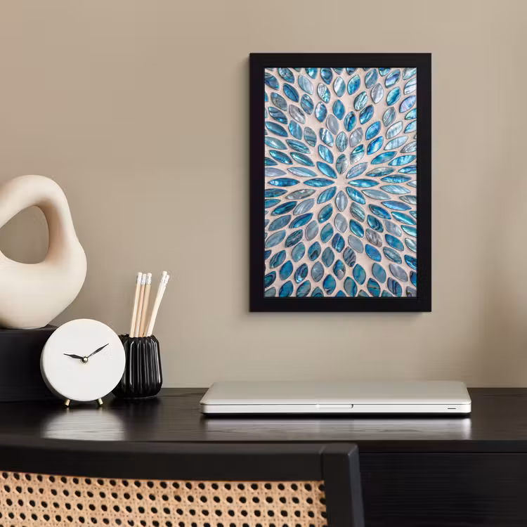 Poster met lijst - Patroon - Glans - Abstract - Blauw - Decoratie — 3