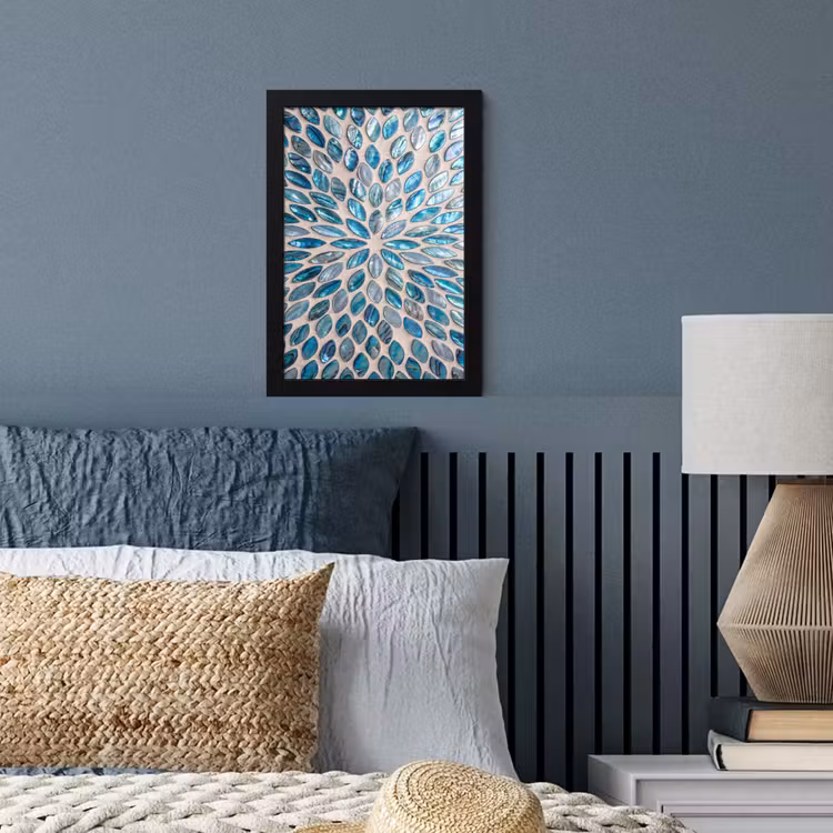 Poster met lijst - Patroon - Glans - Abstract - Blauw - Decoratie — 4