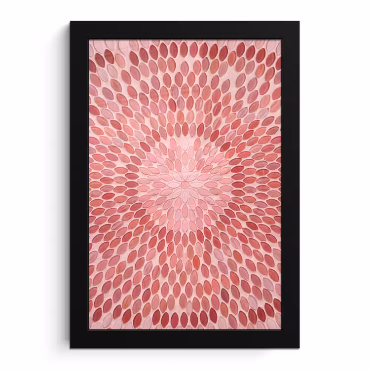 Poster met lijst - Patroon - Mozaïek - Ovaal - Abstract - Roze — 1