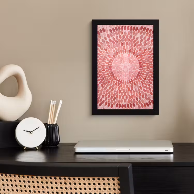 Poster met lijst - Patroon - Mozaïek - Ovaal - Abstract - Roze — 3