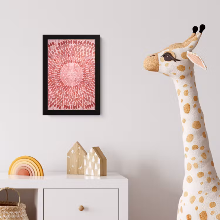 Poster met lijst - Patroon - Mozaïek - Ovaal - Abstract - Roze — 5