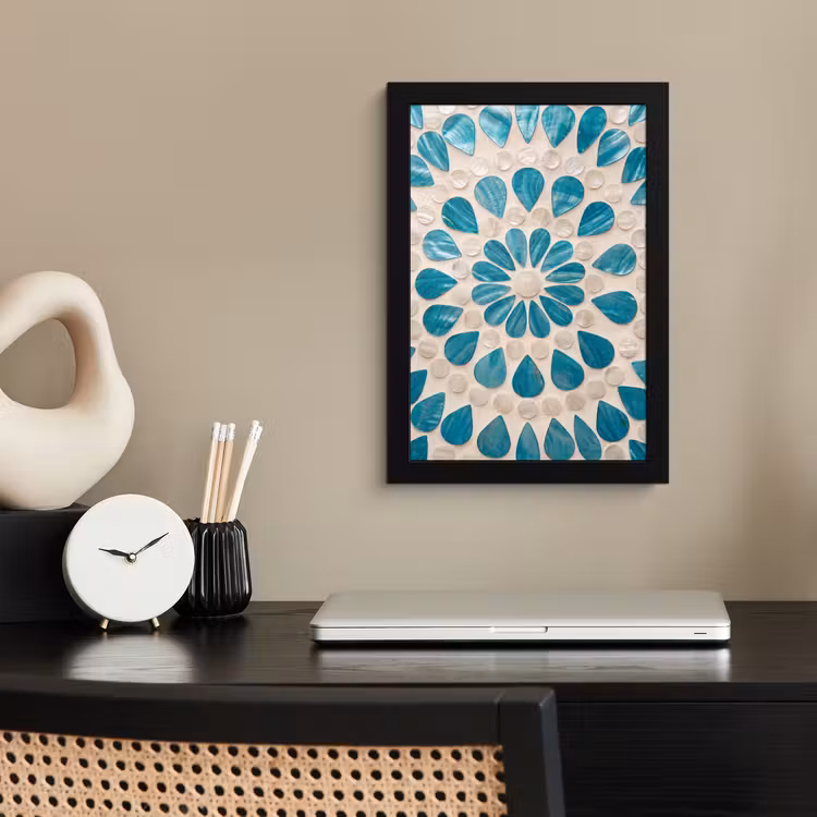 Poster met lijst - Patroon - Mozaïek - Schelpen - Abstract - Turquoise — 3